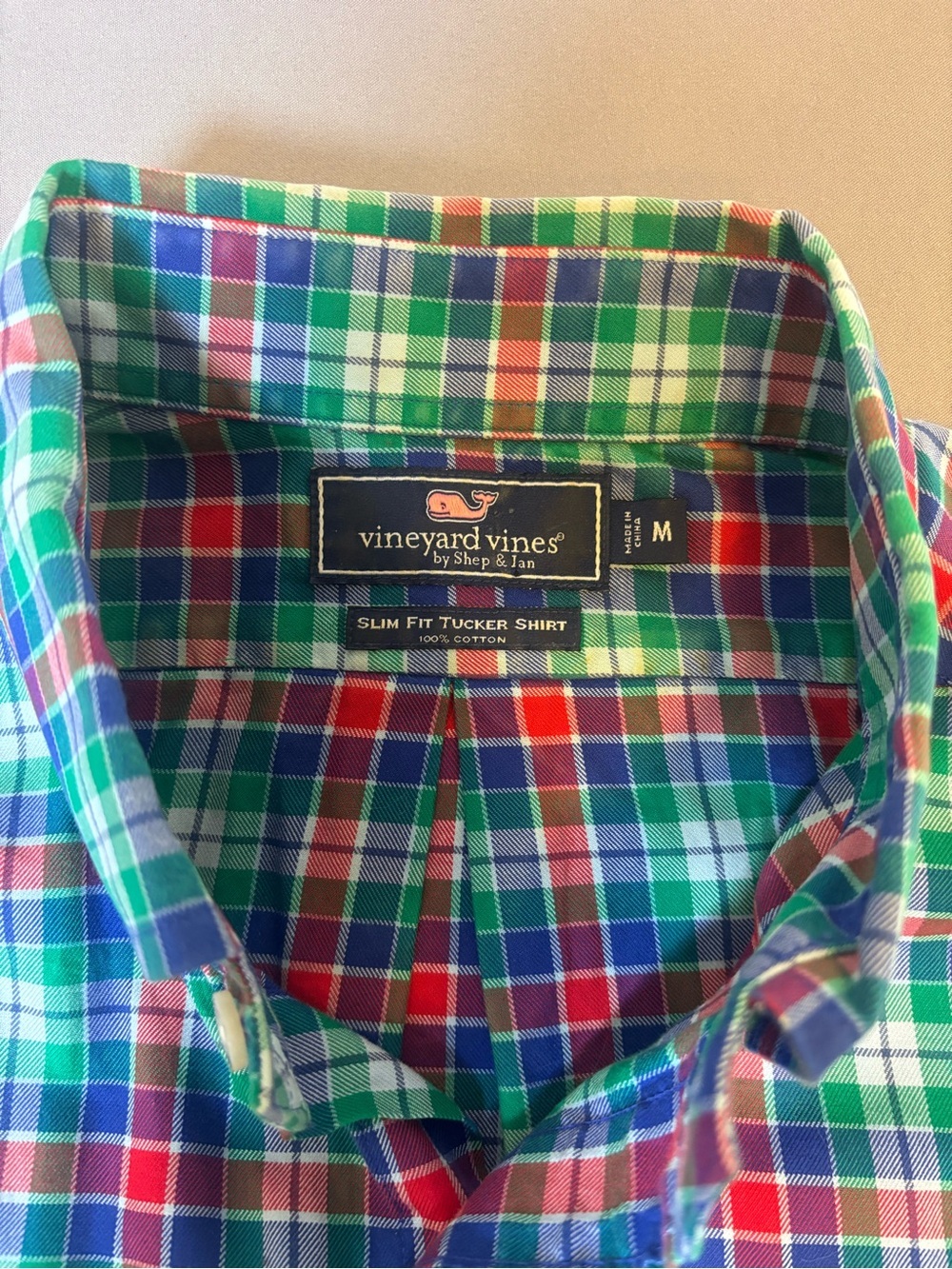 Vineyard Vines Men's Button-Down Plaid Shirt - Size Medium Slim Fit Tucker shirt - Picture 4 of 7